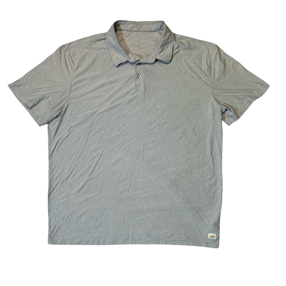 Vuori mens XL light gray solid polyester blend performance polo shirt
